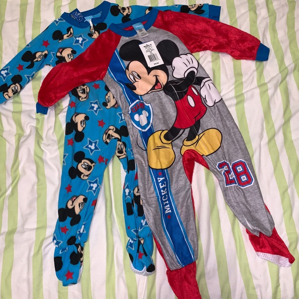 NWT Set of 2 Mickey Mouse Footed Pajamas 2T